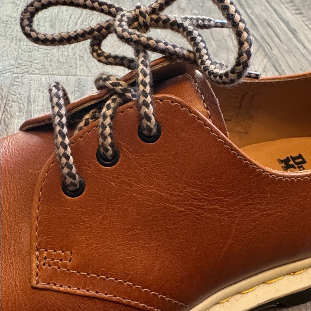 Dr. Martens Brown Leather Derby Shoes with Cream Soles - Picture 11 of 12